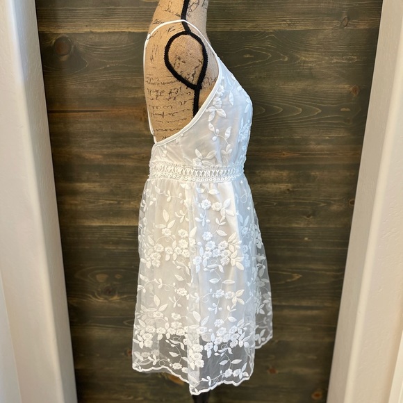 New Boho Lace Low Back Mini Spaghetti Strap Deep V Neck Summer Dress - Picture 7 of 11
